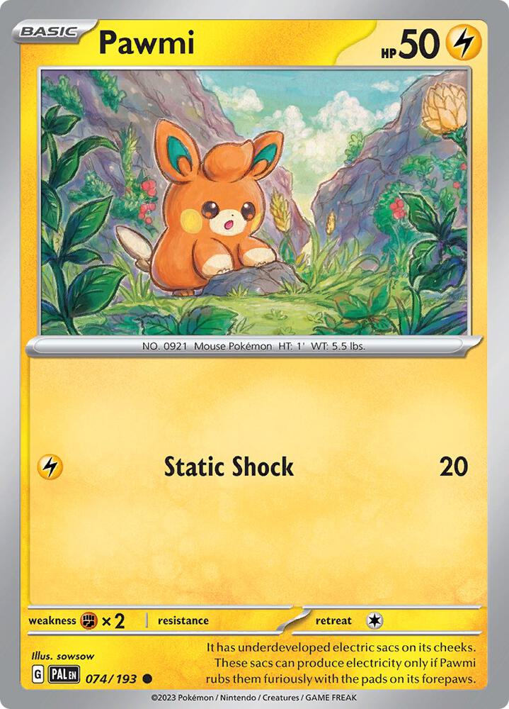 Pawmi Normal SV02: Paldea Evolved Common 074/193