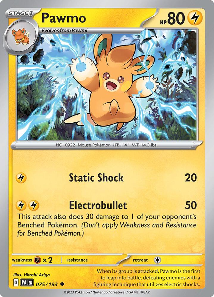 Pawmo Normal SV02: Paldea Evolved Uncommon 075/193