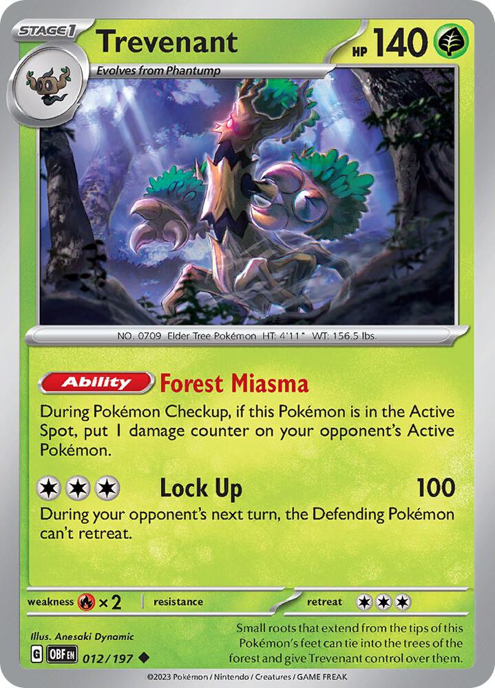 Trevenant Normal SV03: Obsidian Flames Uncommon 012/197