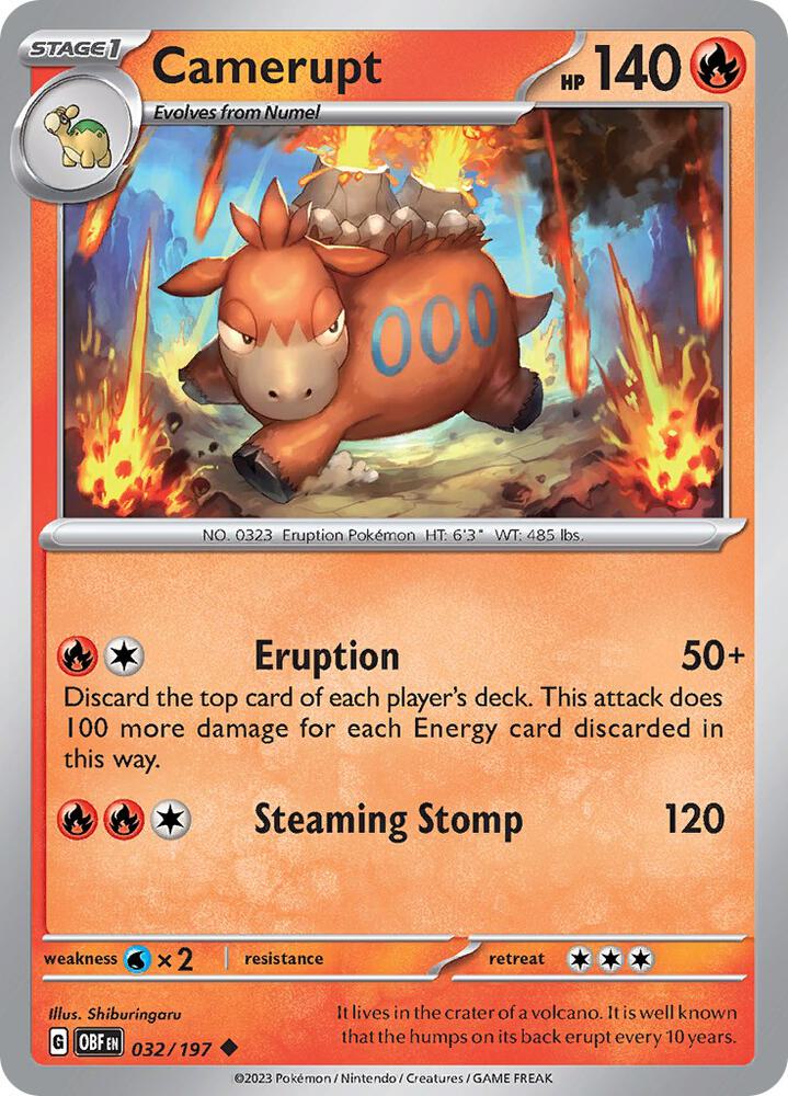 Camerupt Normal SV03: Obsidian Flames Uncommon 032/197