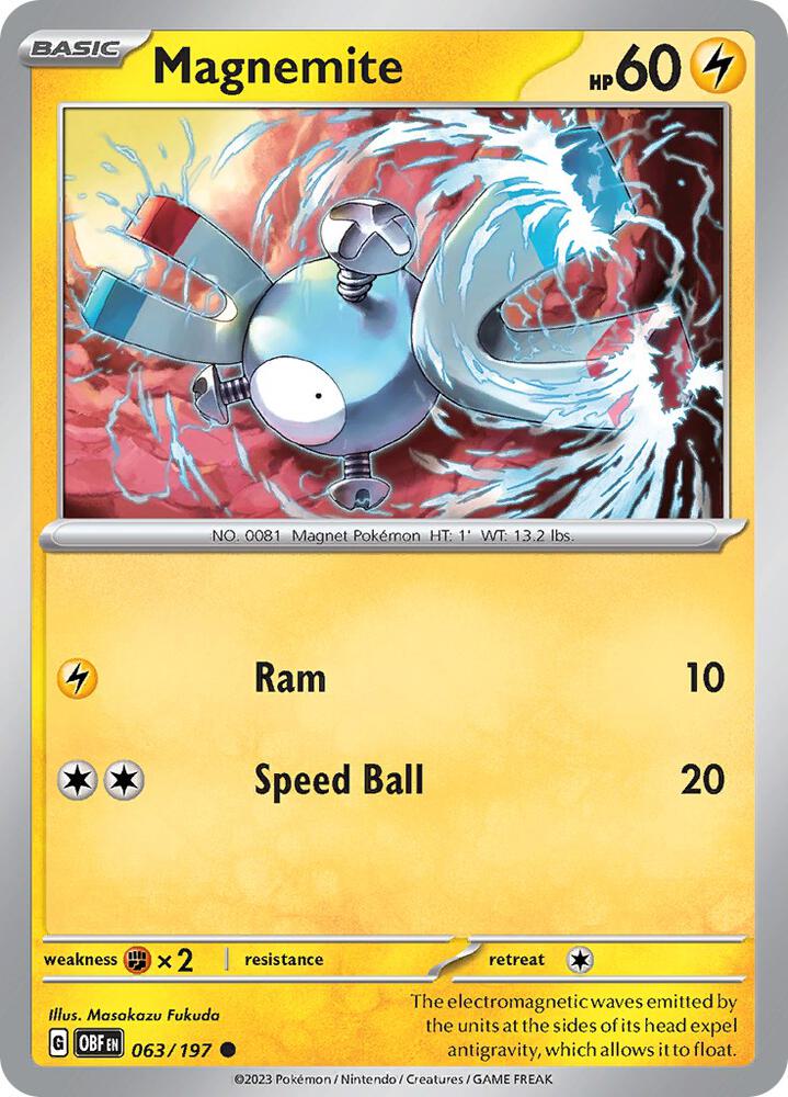 Magnemite Normal SV03: Obsidian Flames Common 063/197