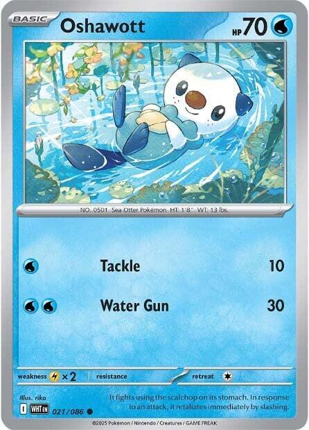 Oshawott Reverse Holofoil SV: White Flare Common 021/086