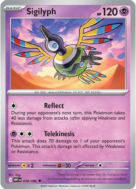 Sigilyph Reverse Holofoil SV: White Flare Uncommon 038/086