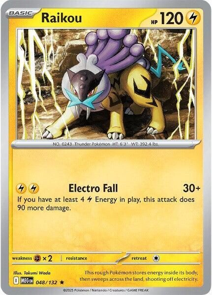 Raikou Reverse Holofoil ME01: Mega Evolution Rare 048/132