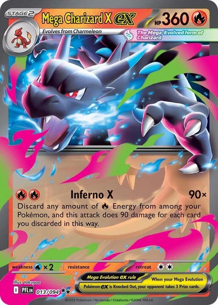 Mega Charizard X ex - 013/094 Holofoil ME02: Phantasmal Flames Double Rare 013/094