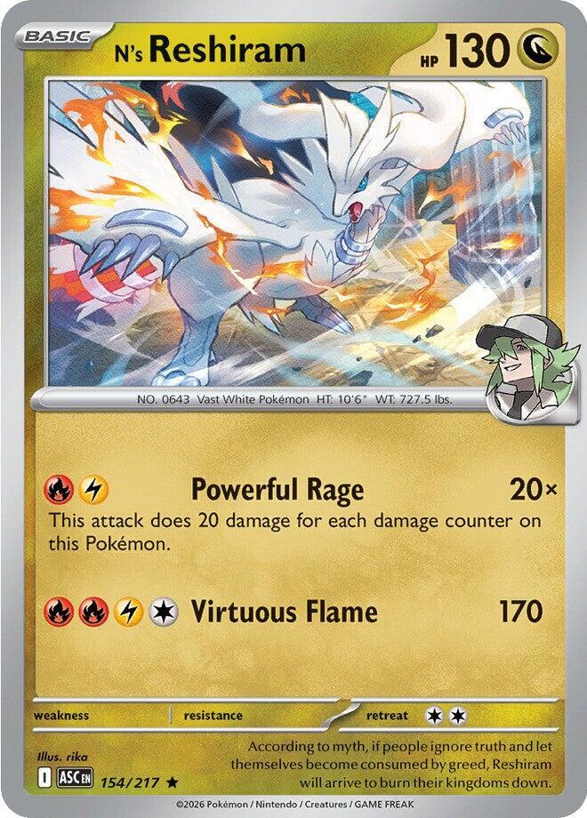 N's Reshiram Holofoil ME: Ascended Heroes Rare 154/217