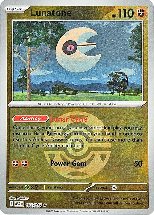 Lunatone (Dusk Ball) Reverse Holofoil ME: Ascended Heroes