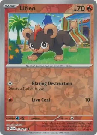 Litleo Reverse Holofoil SV02: Paldea Evolved Common 031/193