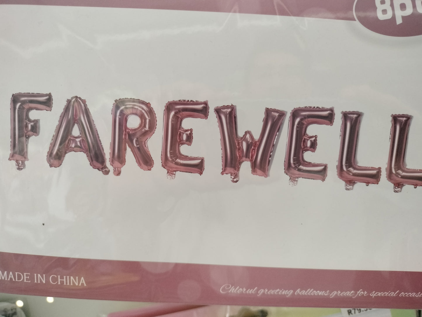 Foil Balloon- Farewell 8pce Rosegold