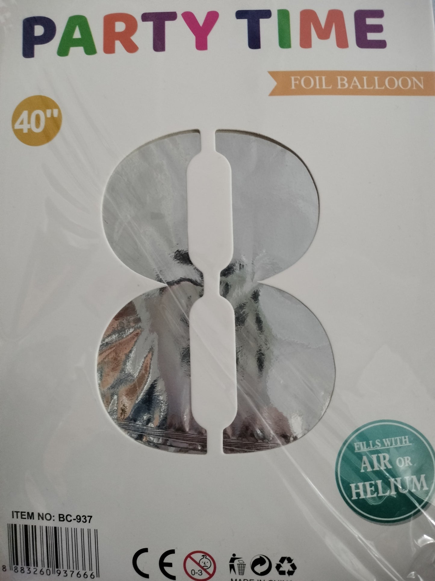 Foil Balloon-Number 8 Silver (8Helium)
