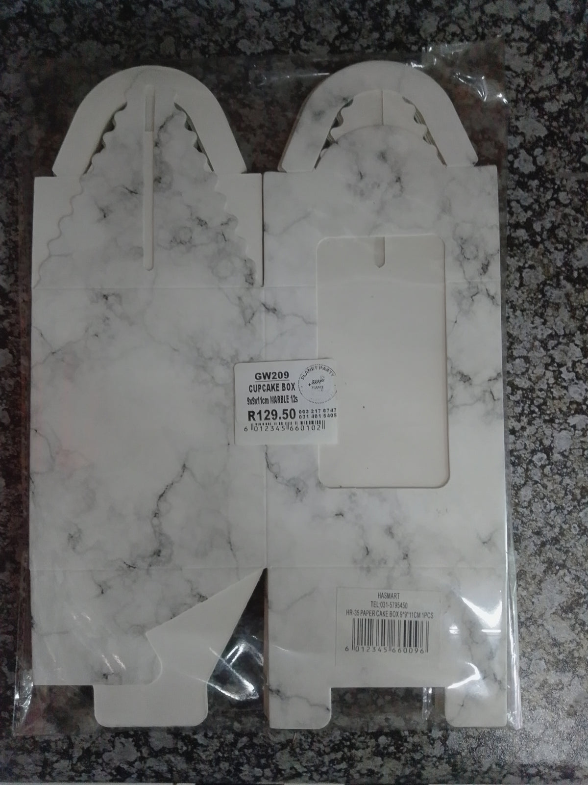 Cupcake Box-9x9x11cm 12pcs (Marble) 1s