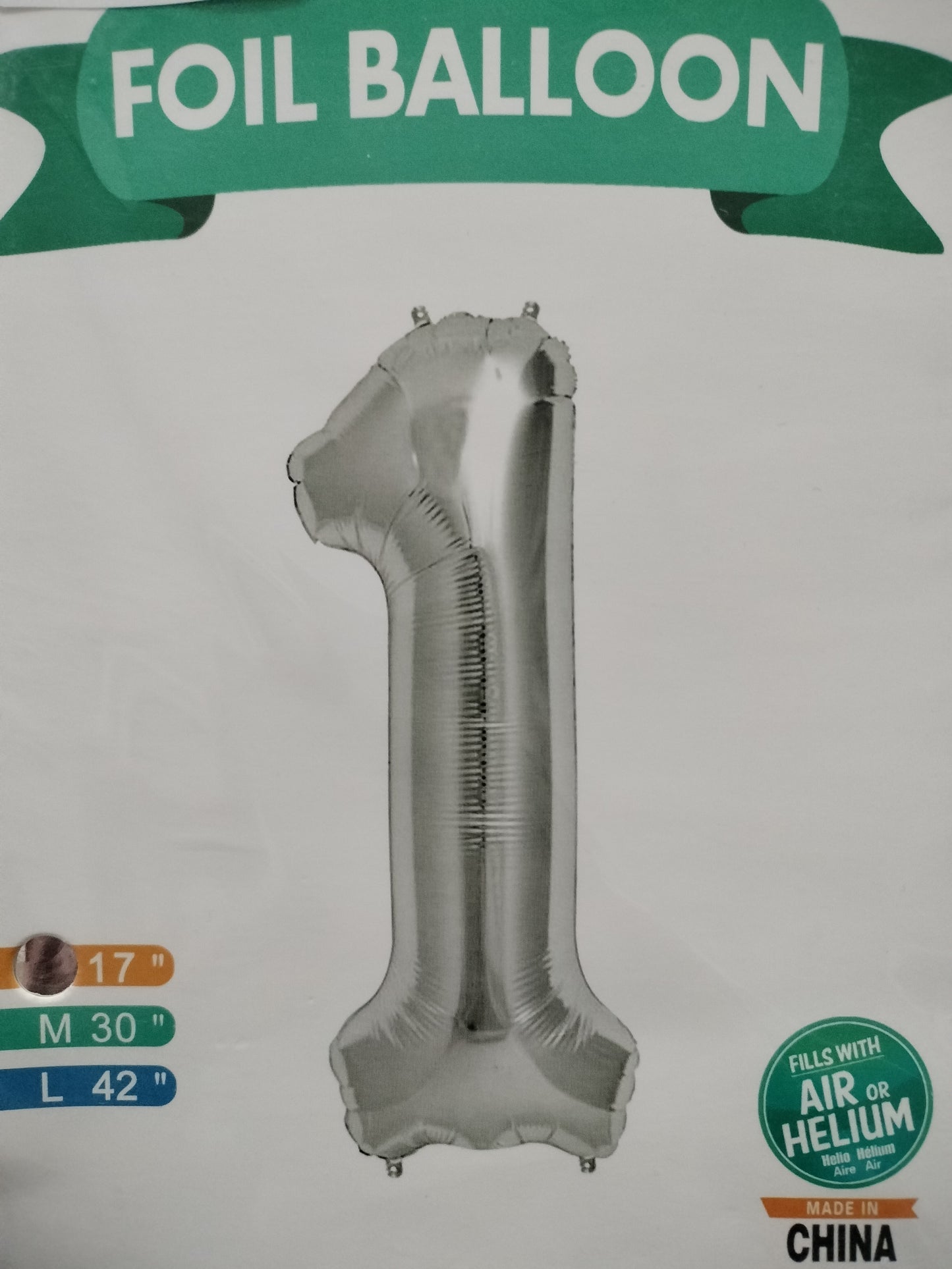 Foil Balloon-Number 1 Silver "16"
