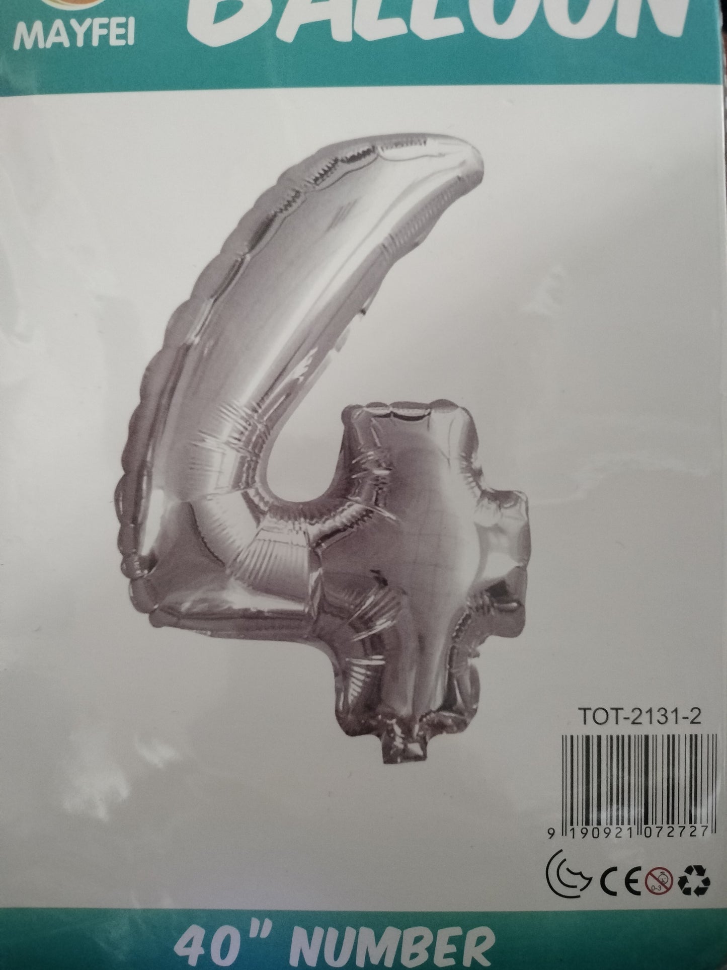Foil Balloon-Number 4 Silver (8 helium)