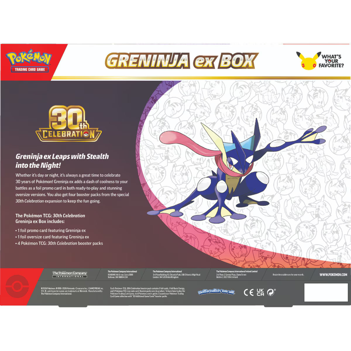 Pokémon-TCG 30th Celebration Greninja ex Box *Pre-Order*