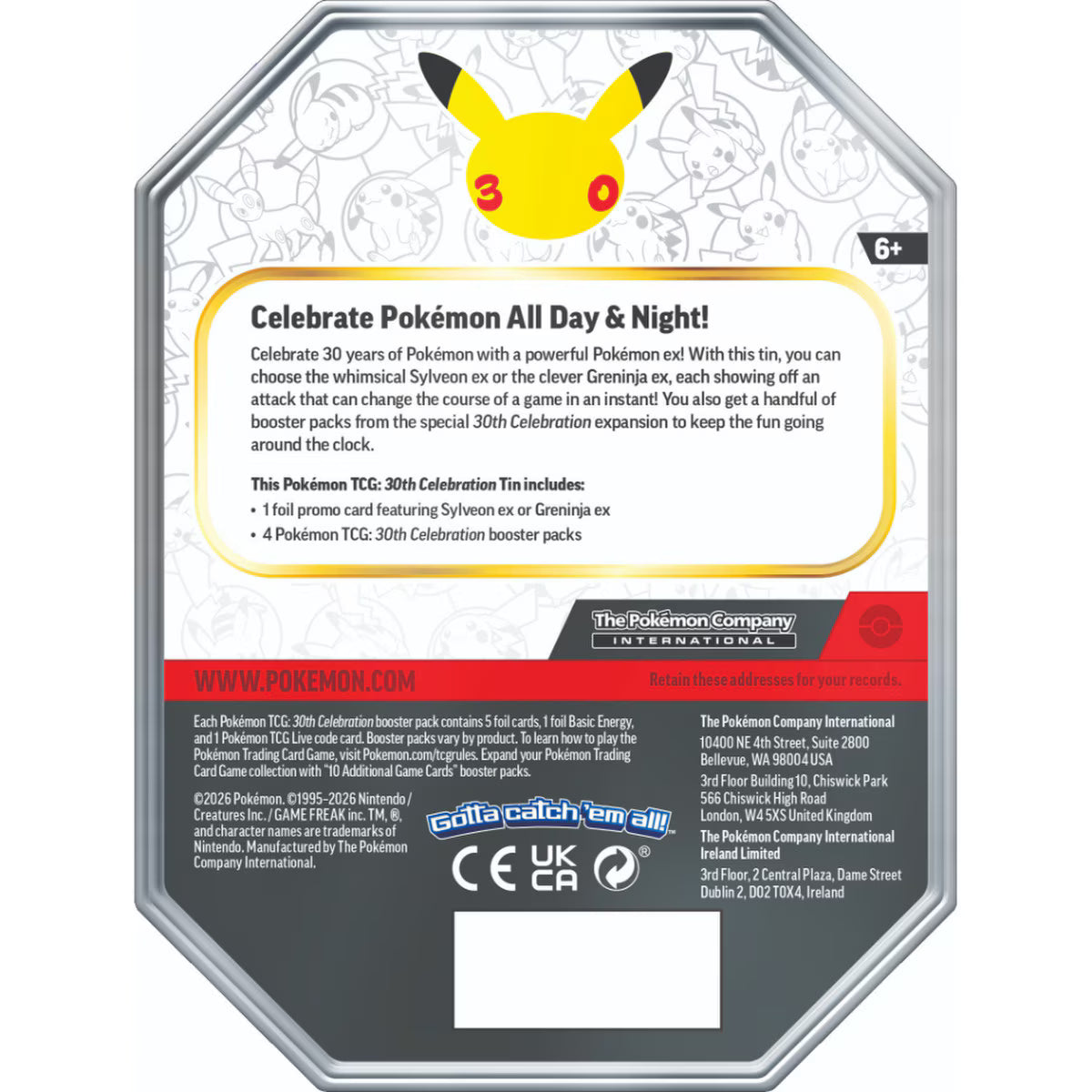 Pokémon-TCG 30th Celebration - ex Tin (Sylveon) & (Greninja) *Pre-Order*