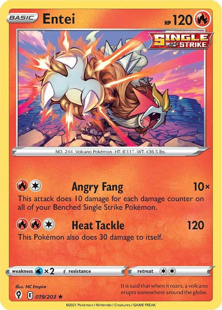 Entei Holofoil SWSH07: Evolving Skies Holo Rare 019/203