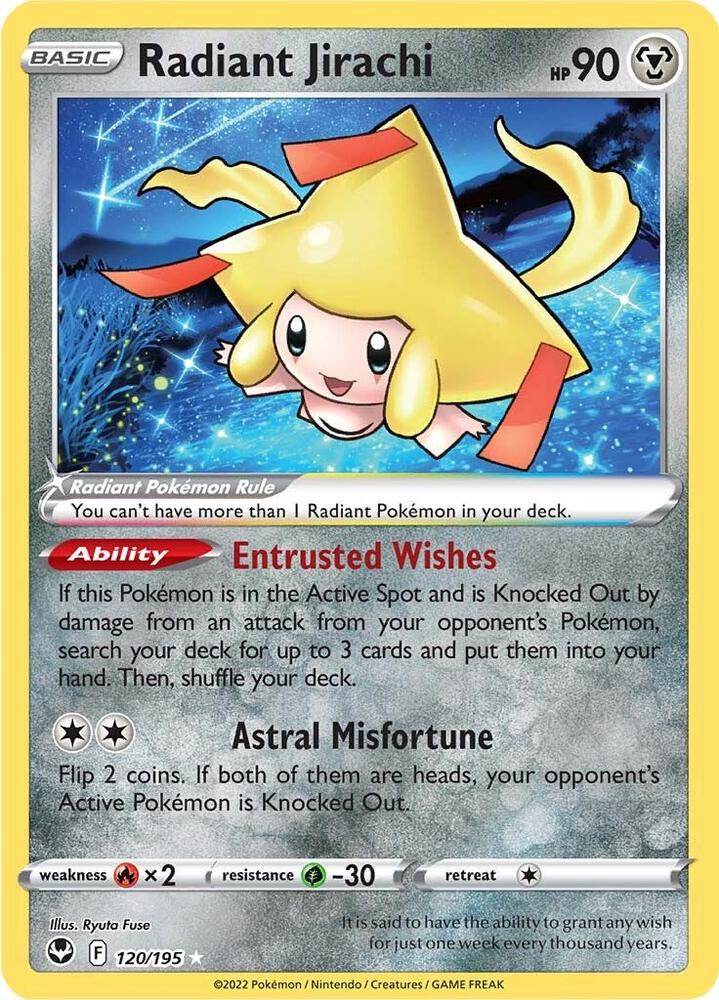 Radiant Jirachi Holofoil SWSH12: Silver Tempest Radiant Rare 120/195