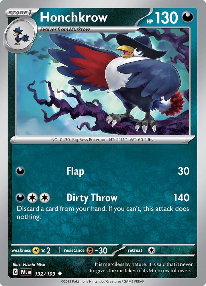 Honchkrow Normal SV02: Paldea Evolved Uncommon 132/193
