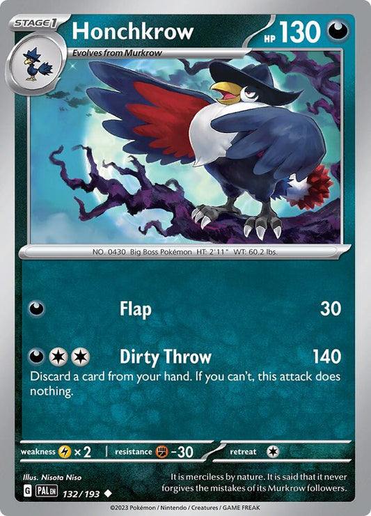 Honchkrow Normal SV02: Paldea Evolved Uncommon 132/193