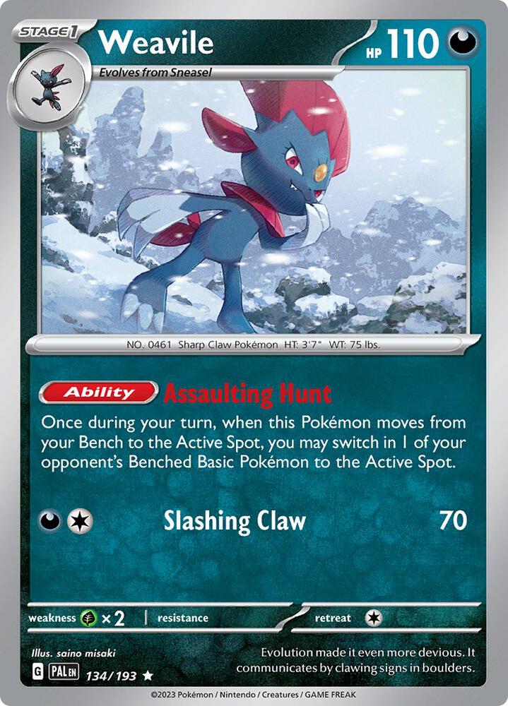 Weavile Holofoil SV02: Paldea Evolved Rare 134/193