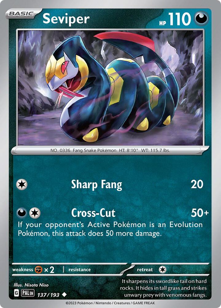 Seviper Reverse Holofoil SV02: Paldea Evolved Uncommon 137/193