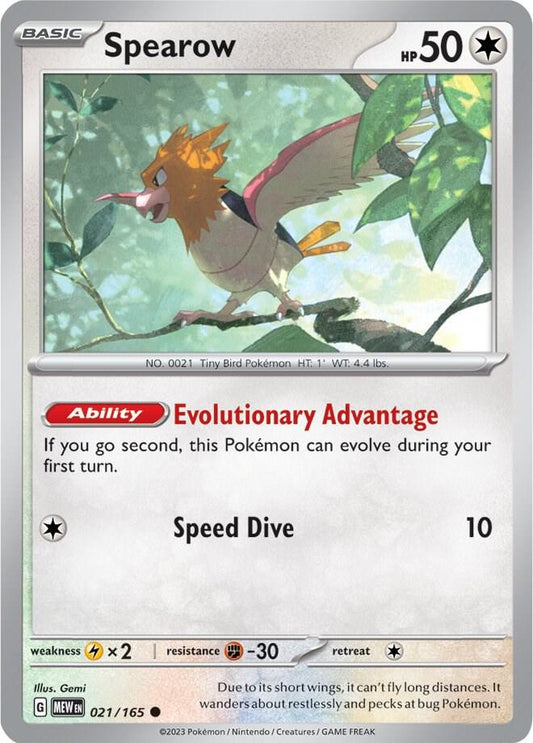 Spearow Normal SV: Scarlet & Violet 151 Common 021/165