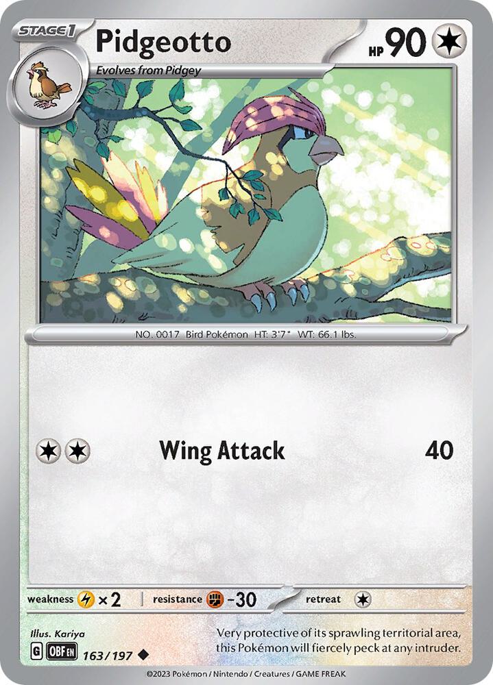 Pidgeotto Normal SV03: Obsidian Flames Uncommon 163/197