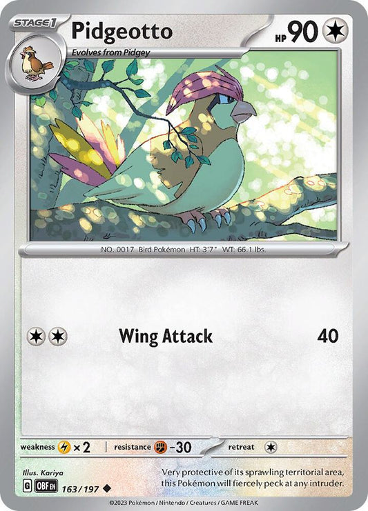 Pidgeotto Normal SV03: Obsidian Flames Uncommon 163/197
