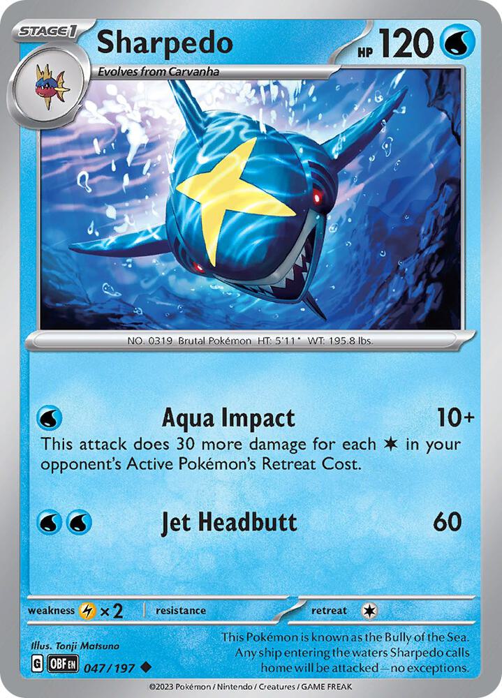 Sharpedo Normal SV03: Obsidian Flames Uncommon 047/197