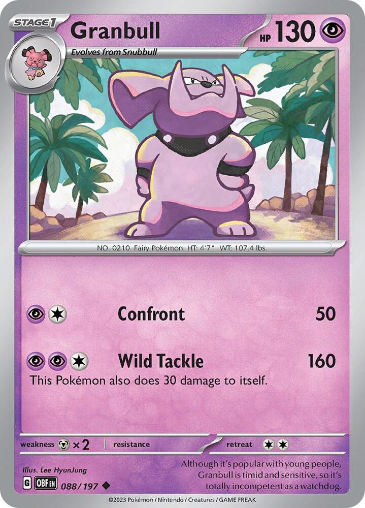 Granbull Normal SV03: Obsidian Flames Uncommon 088/197