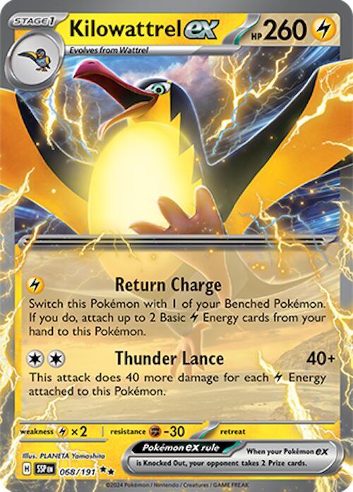 Kilowattrel ex Holofoil SV08: Surging Sparks Double Rare 068/191