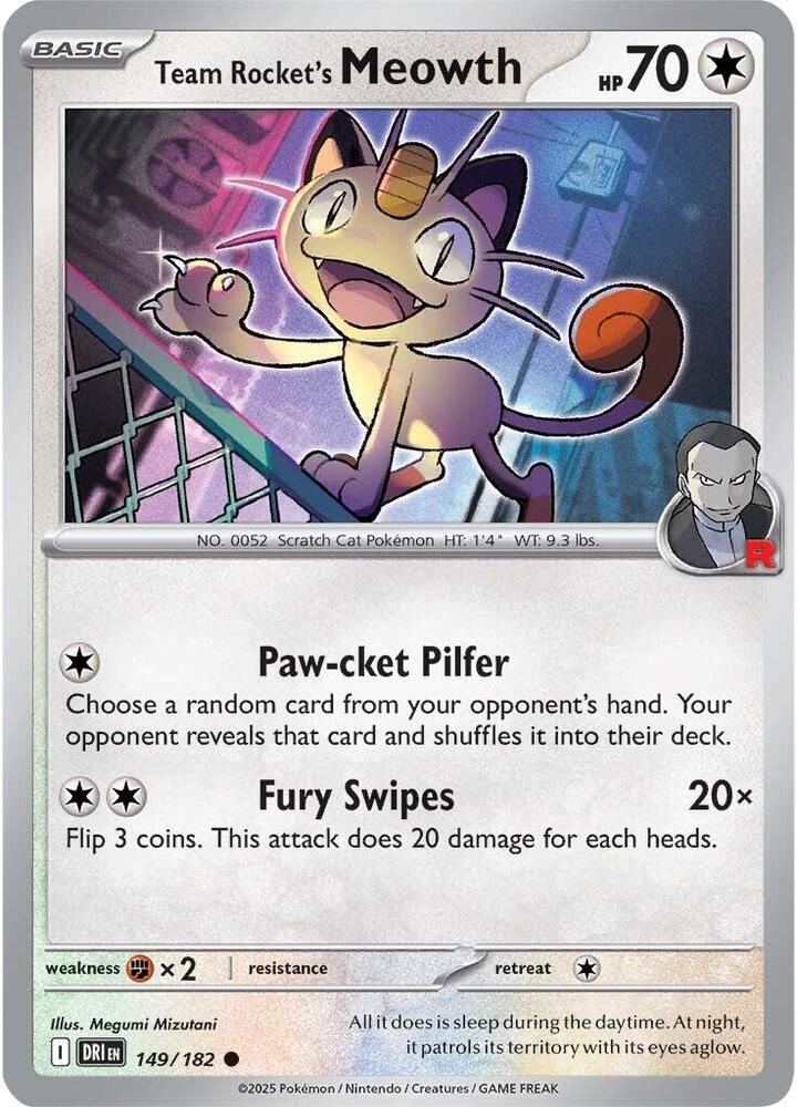 Team Rocket's Meowth Normal SV10: Destined Rivals Common 149/182