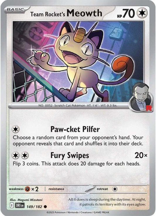 Team Rocket's Meowth Normal SV10: Destined Rivals Common 149/182