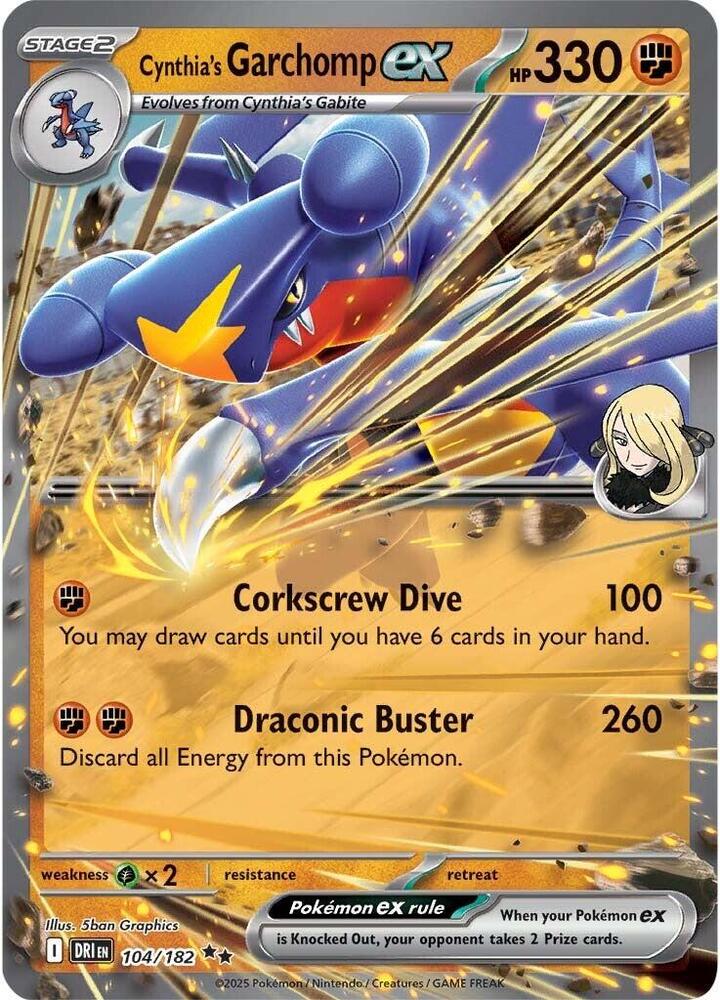 Cynthia's Garchomp ex - 104/182 Holofoil SV10: Destined Rivals Double Rare 104/182
