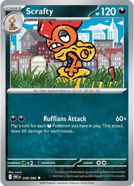 Scrafty Normal SV: White Flare Uncommon 058/086