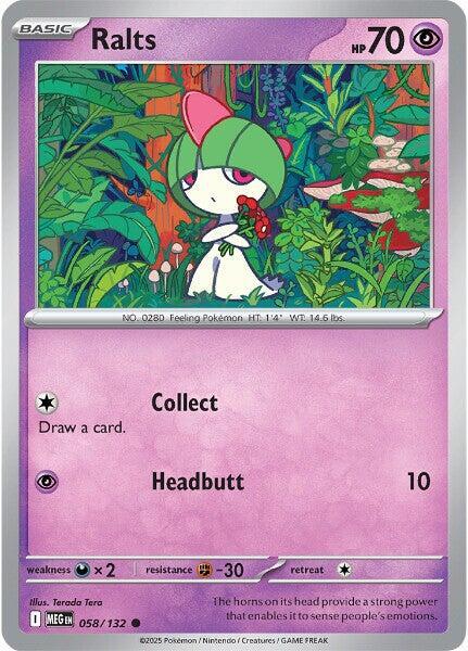 Ralts Reverse Holofoil ME01: Mega Evolution Common 058/132