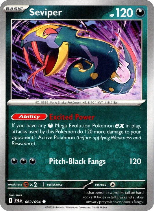 Seviper Reverse Holofoil ME02: Phantasmal Flames Uncommon 062/094