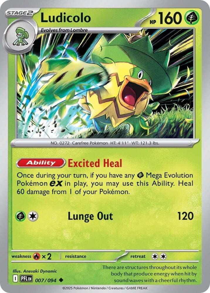 Ludicolo - 007/094 Reverse Holofoil ME02: Phantasmal Flames