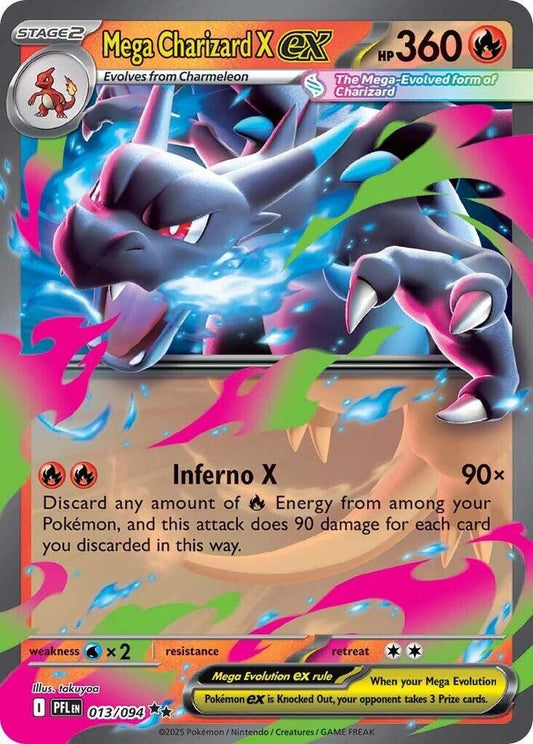 Mega Charizard X ex - 013/094 Holofoil ME02: Phantasmal Flames Double Rare 013/094