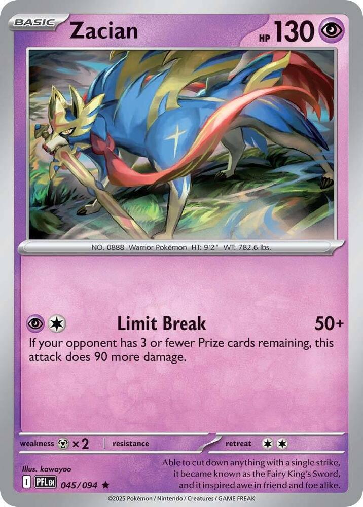 Zacian - 045/094 Holofoil ME02: Phantasmal Flames