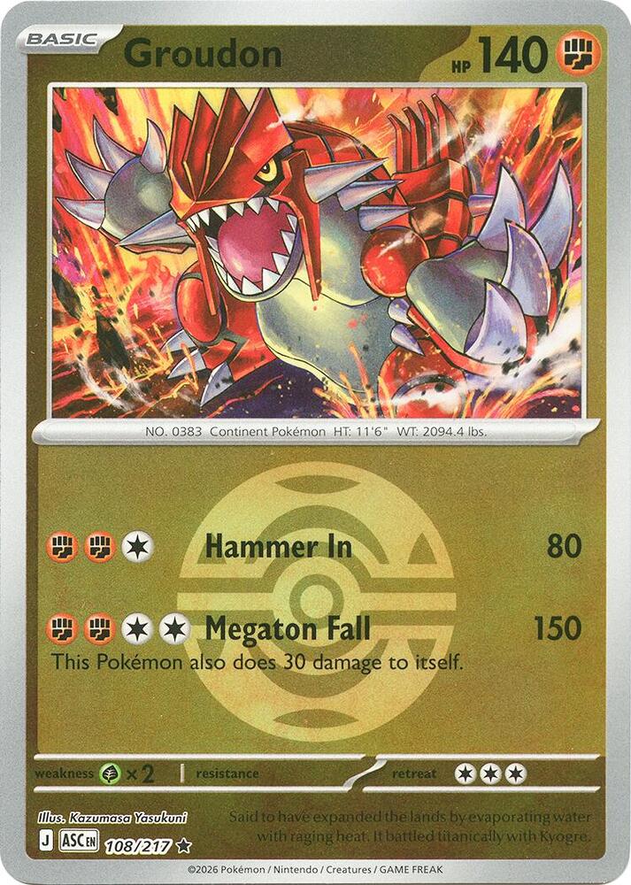 Groudon (Dusk Ball) Reverse Holofoil ME: Ascended Heroes Rare 108/217