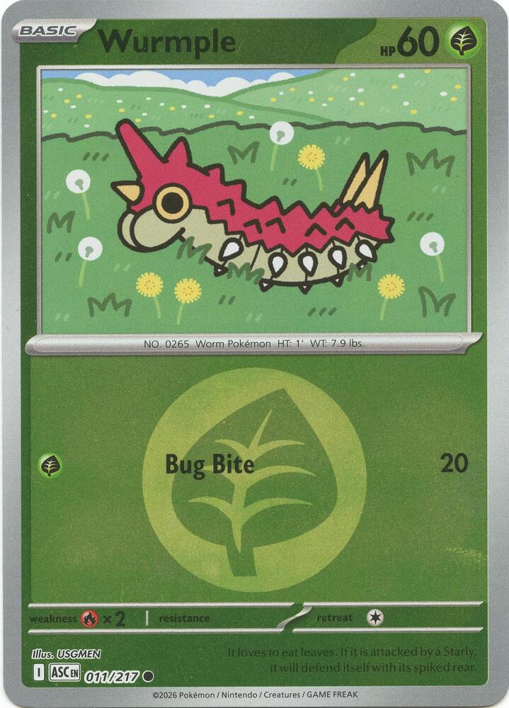 Wurmple (Energy Symbol Pattern) Reverse Holofoil ME: Ascended Heroes Common 011/217