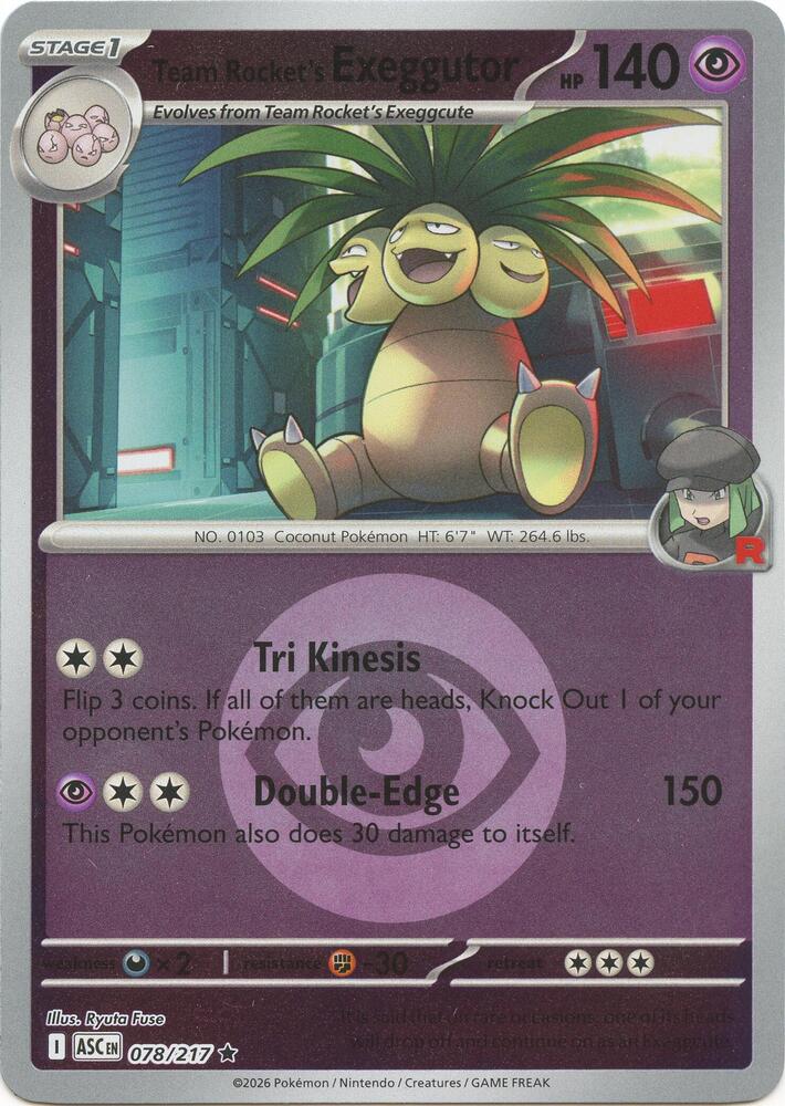 Team Rocket's Exeggutor (Energy Symbol Pattern) Reverse Holofoil ME: Ascended Heroes Rare 078/217
