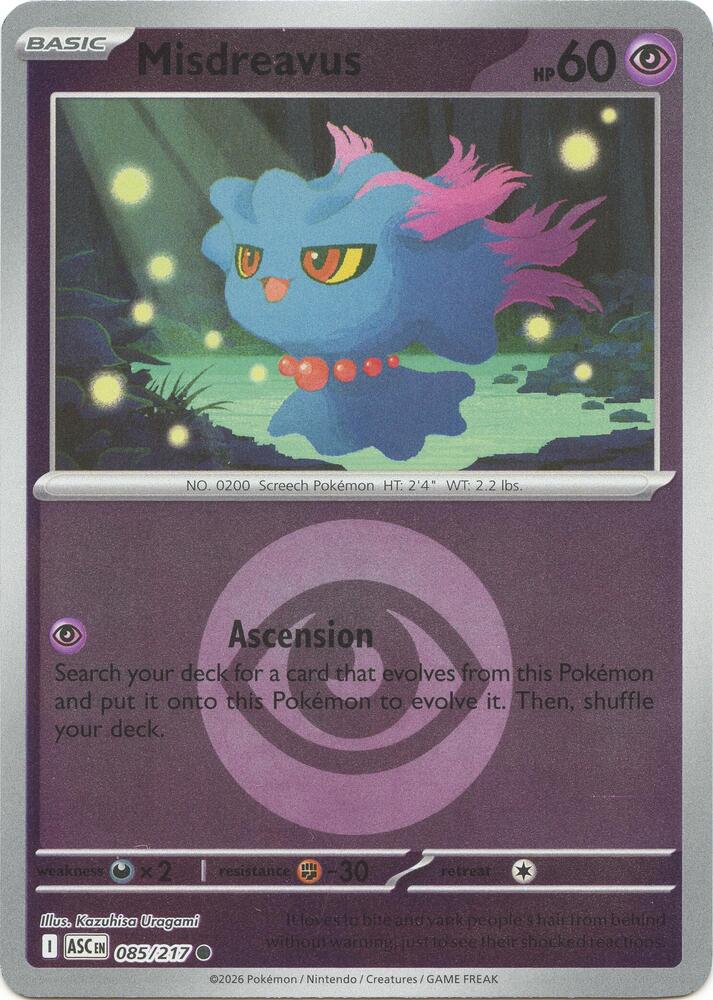 Misdreavus - 085/217 (Energy Symbol Pattern) Reverse Holofoil ME: Ascended Heroes Common 085/217