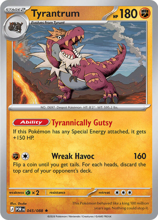 Tyrantrum Reverse Holofoil ME03: Perfect Order Rare 045/088