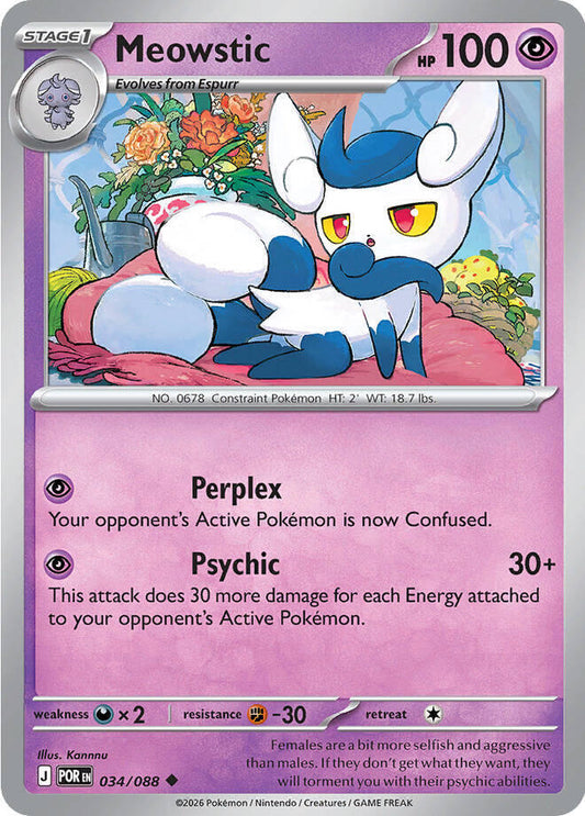 Meowstic Reverse Holofoil ME03: Perfect Order Uncommon 034/088