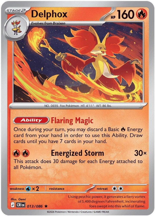 Delphox Reverse Holofoil ME04: Chaos Rising Rare 013/086