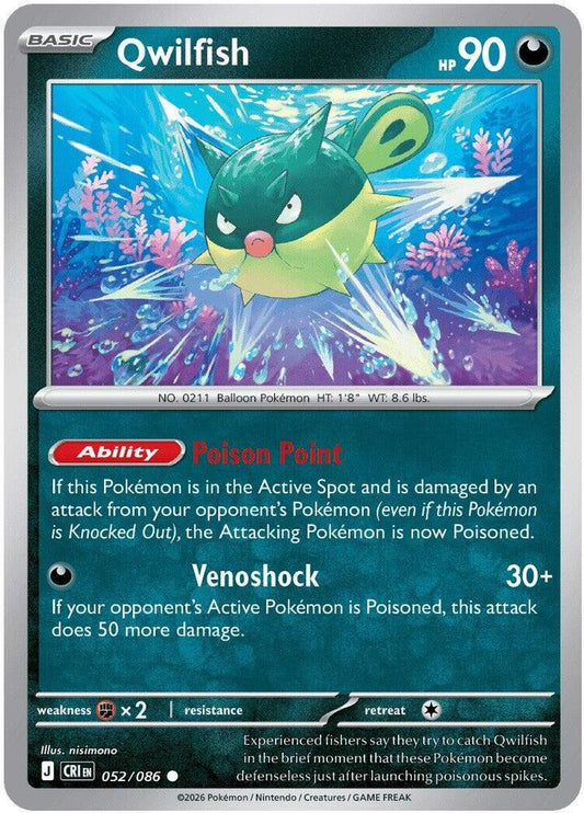 Qwilfish Reverse Holofoil ME04: Chaos Rising Common 052/086