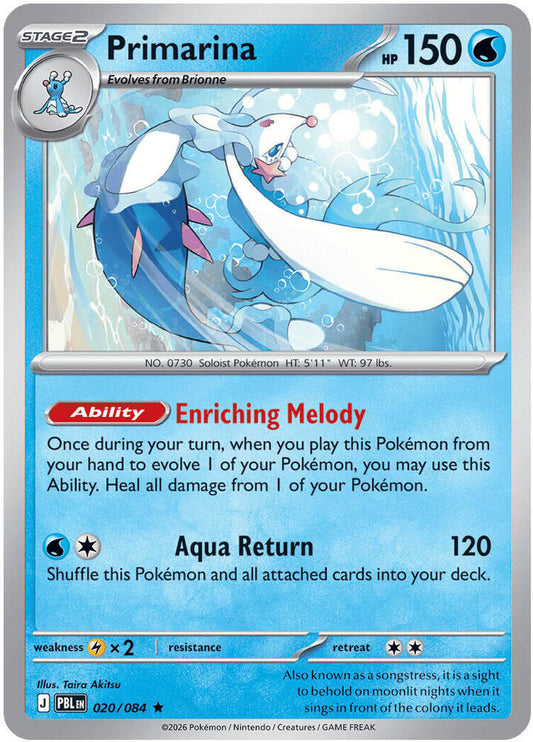 Primarina - 020/084 Holofoil ME05: Pitch Black Rare 020/084
