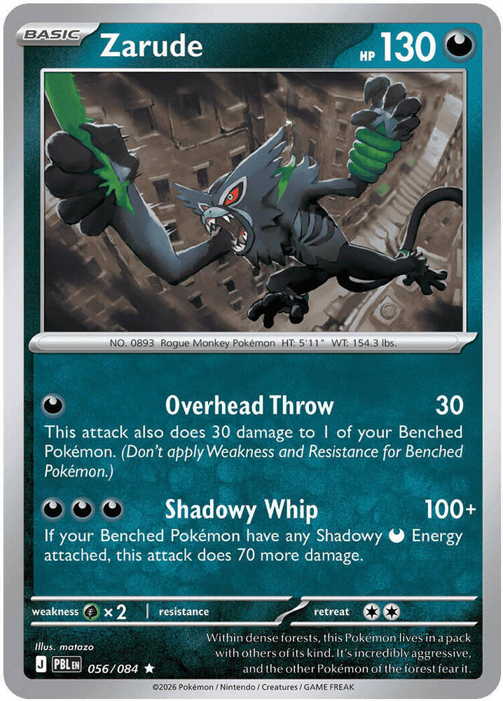Zarude Holofoil ME05: Pitch Black Rare 056/084
